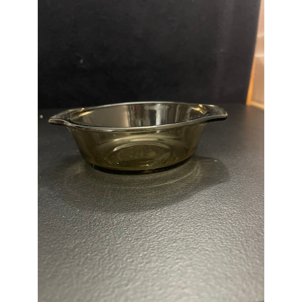 Lovenware Smoked Brown Glass 12oz Mini Casserole Dish Round USA 1072 Vintage